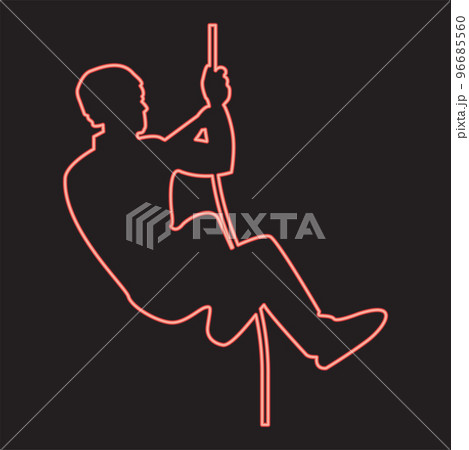 Neon rock climber red color vector illustration image flat style 96685560