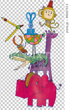 工作に使う道具を動物に見立てたイラスト 96687013