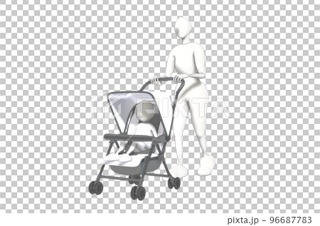 Mother pushing a stroller 03 Mother pushing a stroller 03 96687783