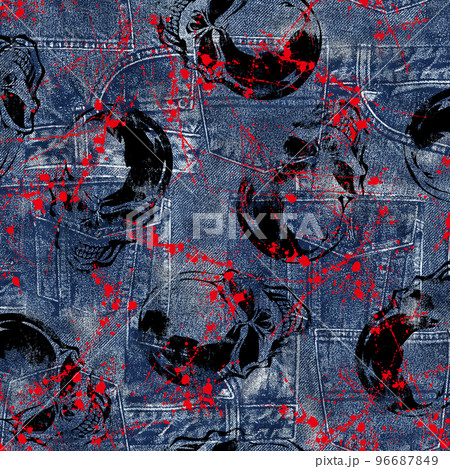 ジーンズのパッチワーク柄, 96687849