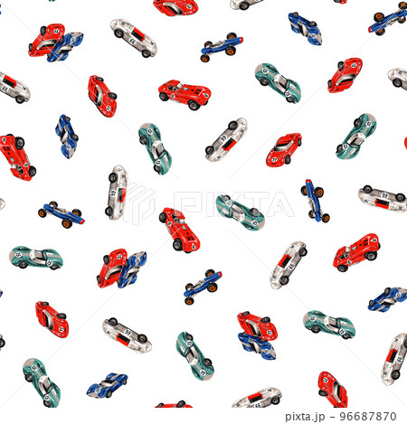 手描きの古いミニカーの柄, 96687870