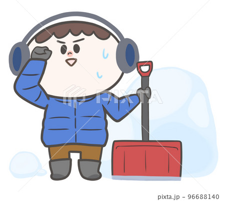 雪掻きをして汗を拭う人 96688140