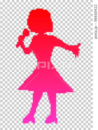 ドット絵_歌う女性シルエット(赤) ドット絵_歌う女性シルエット(赤) 96688422