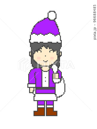 ドット絵_笑顔のサンタクロース女性(紫) 96688485