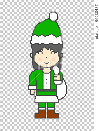 Pixel picture _ Smiling Santa Claus woman (green) Pixel picture _ Smiling Santa Claus woman (green) 96688487
