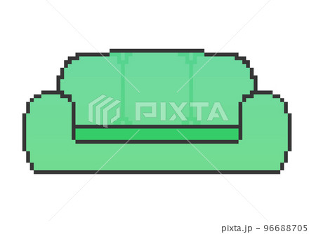 ドット絵_ソファー(緑) 96688705