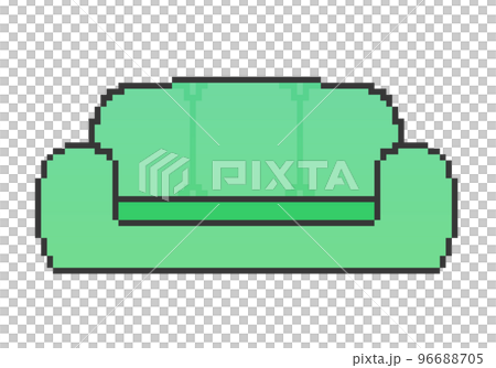 ドット絵_ソファー(緑) 96688705