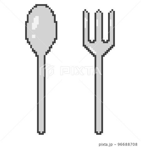 ドット絵_スプーンとフォーク 96688708