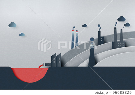 Industry chimney pollution with smoke in environment.Global warming and climate change concept.Environment landing page website template background.Paper art vector illustration. Industry chimney pollution with smoke in environment.Global warming and climate change concept.Environment landing page website template background.Paper art vector illustration. 96688829