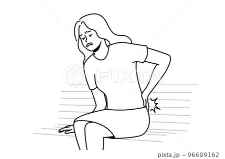 Unwell woman suffer from backache  96689162