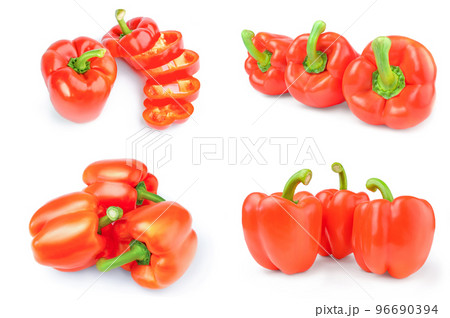 Set of bulgarian pepper on a isolated white background Set of bulgarian pepper on a isolated white background 96690394