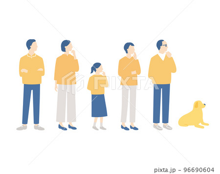 考える三世代家族の全身イメージ 96690604