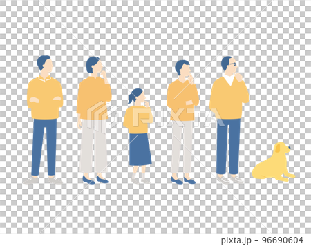 考える三世代家族の全身イメージ 96690604