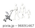 ベビーカーを押す親子02 96691467