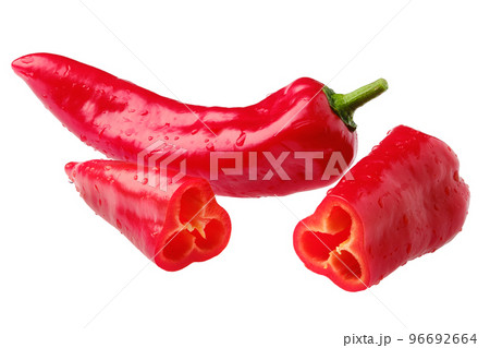 Sweet capia pepper whole and cut on half Sweet capia pepper whole and cut on half 96692664