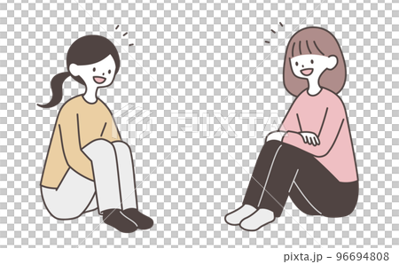 一個女人坐在一個三角形坐著聊天 一個女人坐在一個三角形坐著聊天 96694808