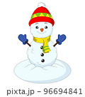 Cartoon snowman on white background 96694841