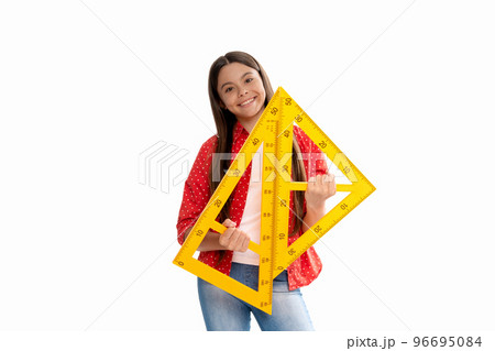 back to school. algebra and geometry. kid study math. measure the size. 96695084