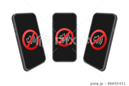 No sound phone. Telephone call. Cell phone vector icon. Device icon. Vector stock illustration. 96695451