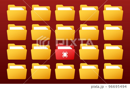 Computer virus infect files. Malware, hacker attack. Vector stock illustration. 96695494