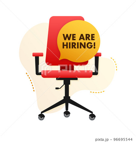 We are hiring label. Join Our Team. Office Chair, Vacant. Vector stock illustration. 96695544