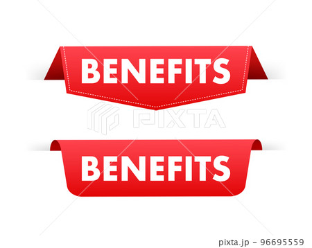 Benefits Red Label. Red Web Ribbon. stock illustration. Benefits Red Label. Red Web Ribbon. stock illustration. 96695559