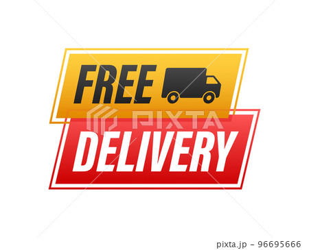 Free delivery. Badge with truck. Vector stock illustrtaion. Free delivery. Badge with truck. Vector stock illustrtaion. 96695666
