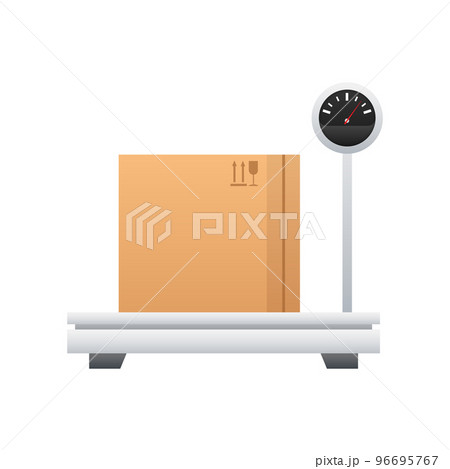 Electronic weight scale for cargo. Platform scale. Shipping. Vector stock illustration Electronic weight scale for cargo. Platform scale. Shipping. Vector stock illustration 96695767
