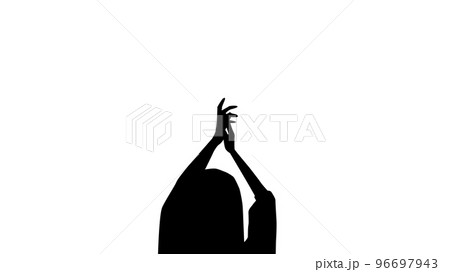 拍手する女性の手と頭のシルエット 96697943