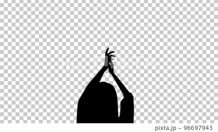 Clapping female hands and head silhouette 96697943