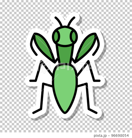迷你貼紙昆蟲插圖圖標螳螂 迷你貼紙昆蟲插圖圖標螳螂 96698054