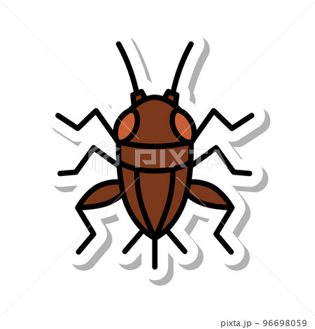 ミニステッカー昆虫イラストアイコン コオロギ ミニステッカー昆虫イラストアイコン コオロギ 96698059