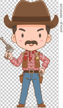 Cartoon character of cute cowboy holding gun. Cartoon character of cute cowboy holding gun. 96698188