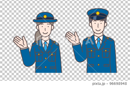 Upper body illustration of male and female police officers to guide Upper body illustration of male and female police officers to guide 96698948