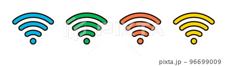 Wi-Fiのアイコンセット。電波アイコン。無線通信。ベクター。 96699009
