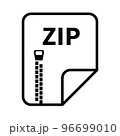 ZIPファイルデータアイコン。データ圧縮の拡張子。ベクター。 96699010