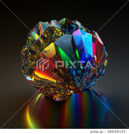 宝石 虹 高価 ダイヤモンド 鉱石 カラフルのイラスト素材 [96699195