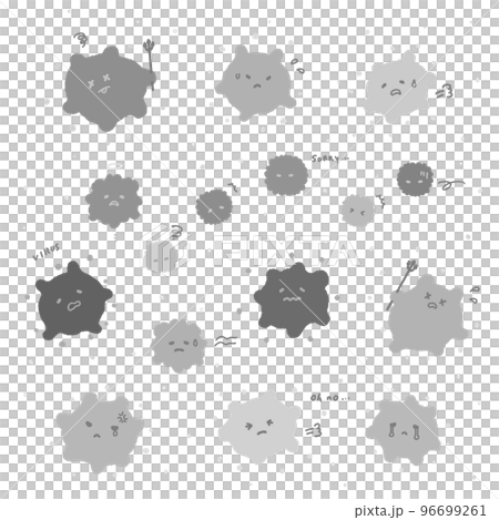 A set of hand-drawn troubled face viruses, germs, and dust - Image material for sterilization, disinfection, and treatment A set of hand-drawn troubled face viruses, germs, and dust - Image material for sterilization, disinfection, and treatment 96699261