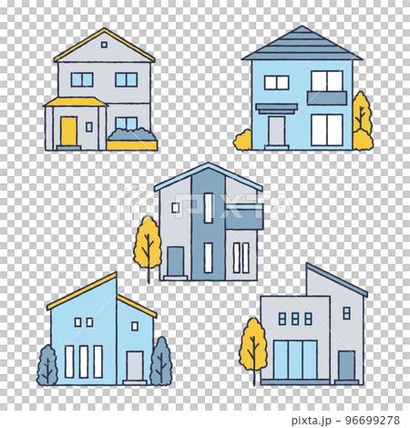 シンプルな一軒家のイラストセット シンプルな一軒家のイラストセット 96699278