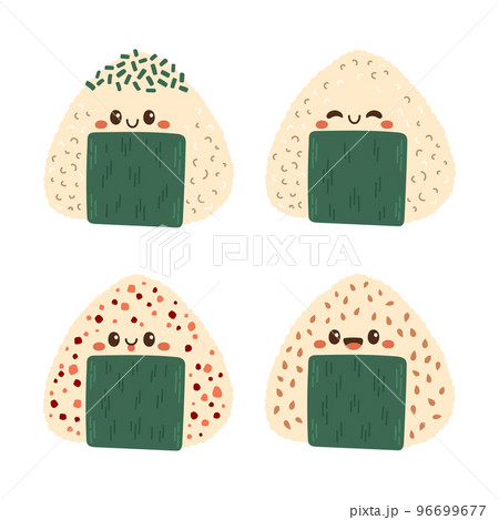 Onigiri vector. Onigiri set on white background. Onigiri mascot. 96699677