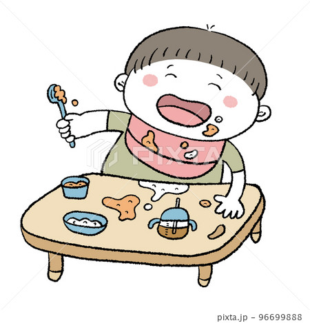 離乳食を食べる乳幼児 96699888