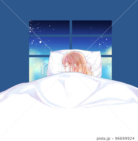 ベッドでひとりで眠る女性 ベッドでひとりで眠る女性 96699924