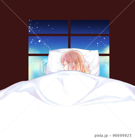 ベッドでひとりで眠る女性 ベッドでひとりで眠る女性 96699925