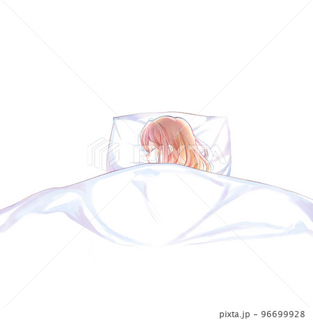 ベッドでひとりで眠る女性 ベッドでひとりで眠る女性 96699928