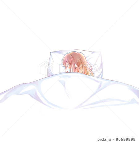 ベッドでひとりで眠る女性 快適 ベッドでひとりで眠る女性 快適 96699999