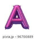 3D Render of ultraviolet inflatable foil balloon letter A. Party decoration element. Black Friday, shopping. Pink sign isolated on white background. Graphic element for web design 96700889