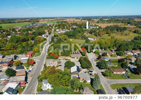 Colorful aerial scene of Waterford, Ontario, Canada in the fall Colorful aerial scene of Waterford, Ontario, Canada in the fall 96700977