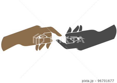 Two hands are trying to touch, mutual assistance and understanding, love, faith and support concept, vector 96701677