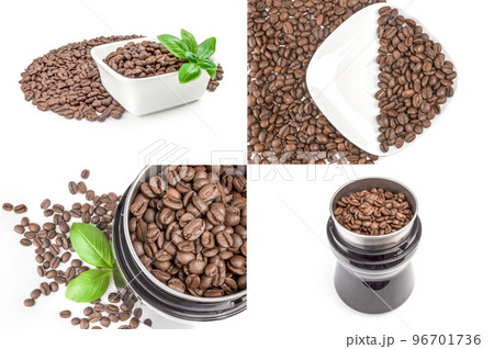 Collection of brown coffee isolated on a white background with clipping path 96701736