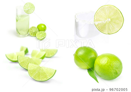 Set of limes isolated on a white background cutout 96702005